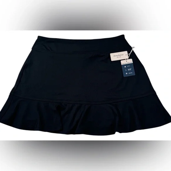 NWT Tommy Bahama Skort Skirt Size Medium Solid Black Pockets Golf Tennis - Picture 2 of 7